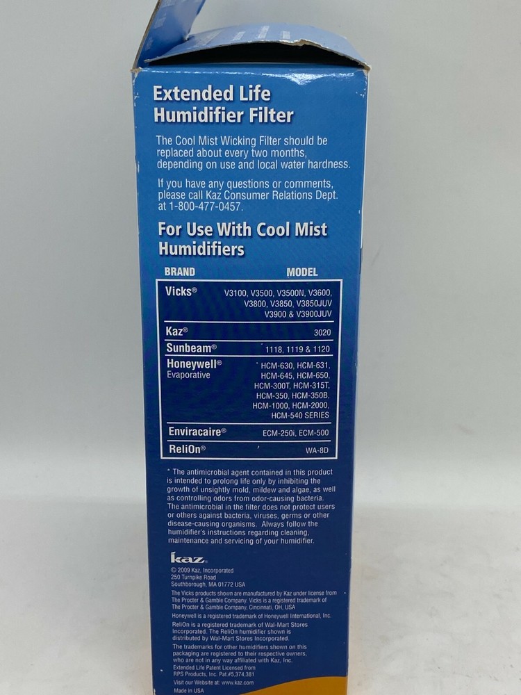 Protec WF2 Extended Life Humidifier Replacement Filter Antimicrobially Treated