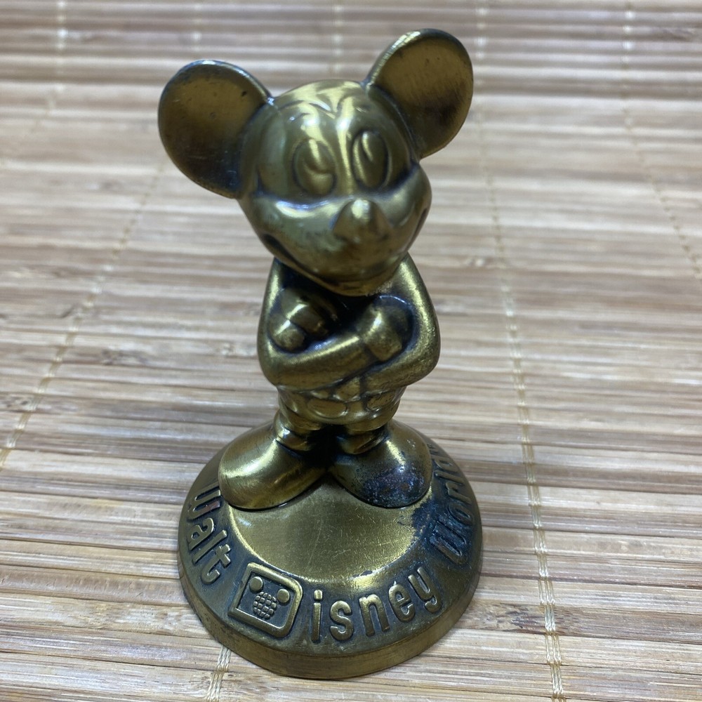 VTG Walt Disney World Mickey Mouse Solid Brass 3" Figure Statue *FREE SHIPPING*