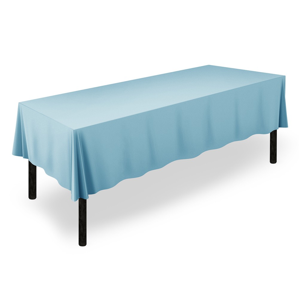 60" x 126" Rectangular Wedding Banquet Polyester Fabric Tablecloth - Baby Blue