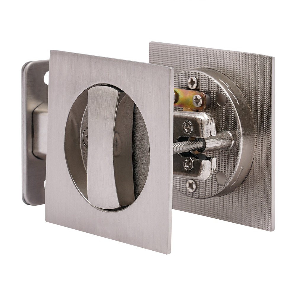 Square Sliding Door Lock Entry Lock Stainless Double Hook Lock Body Silver