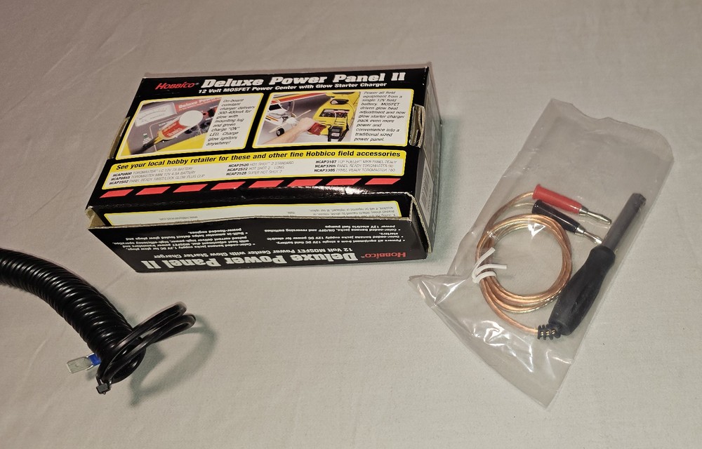 Hobbico Deluxe Power Panel II in Box Bundle + Coiled Power Lead + Glow Plug Clip
