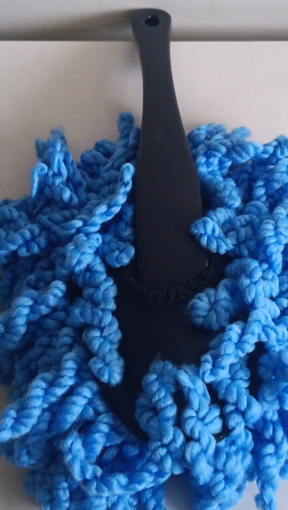 Blue Microfiber All-Purpose Duster with Plastic Handle, Black Accent