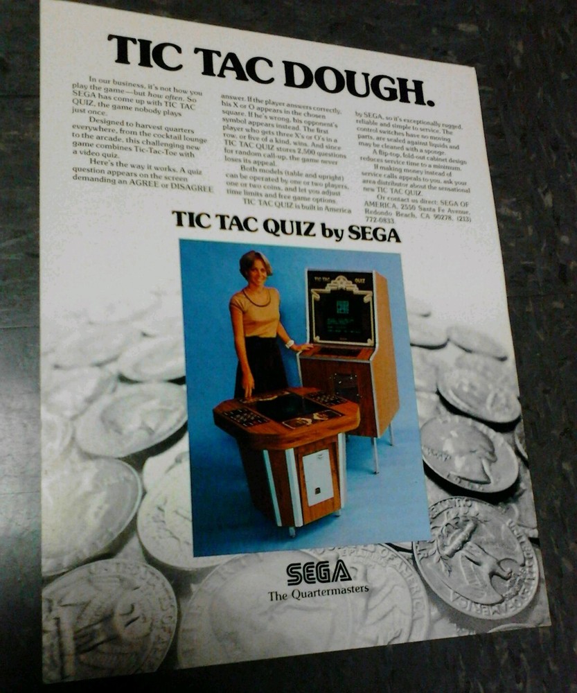 Sega TIC TAC DOUGH flyer- good original