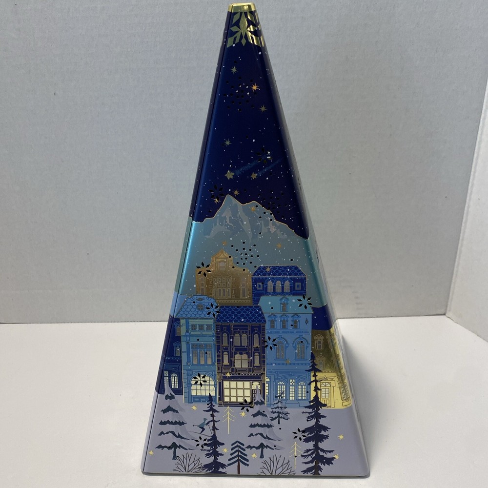 Empty 12" Lighted Pyramid Tin Winter Scene Works