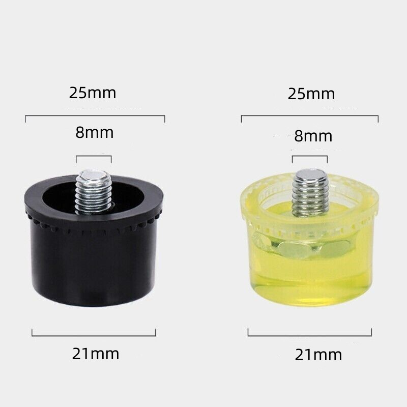 1Pair 25mm Diameter Mallet Hammer Replacement Striking Head Tip, Yellow Black