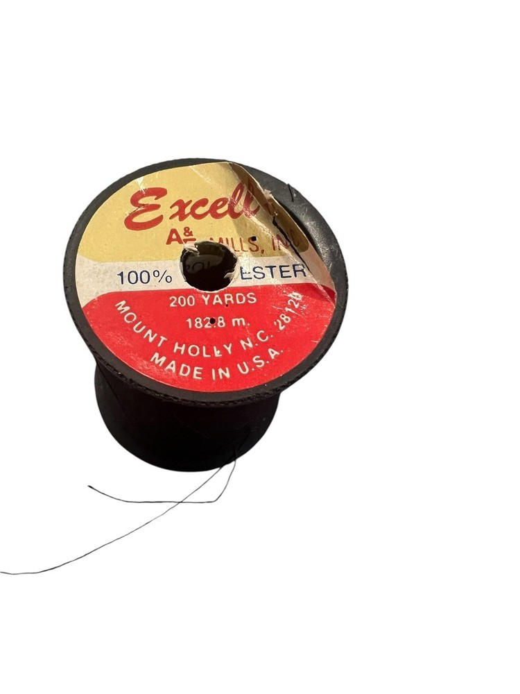 Vintage Excell Green 100% Polyester  General Sewing Thread USA Black