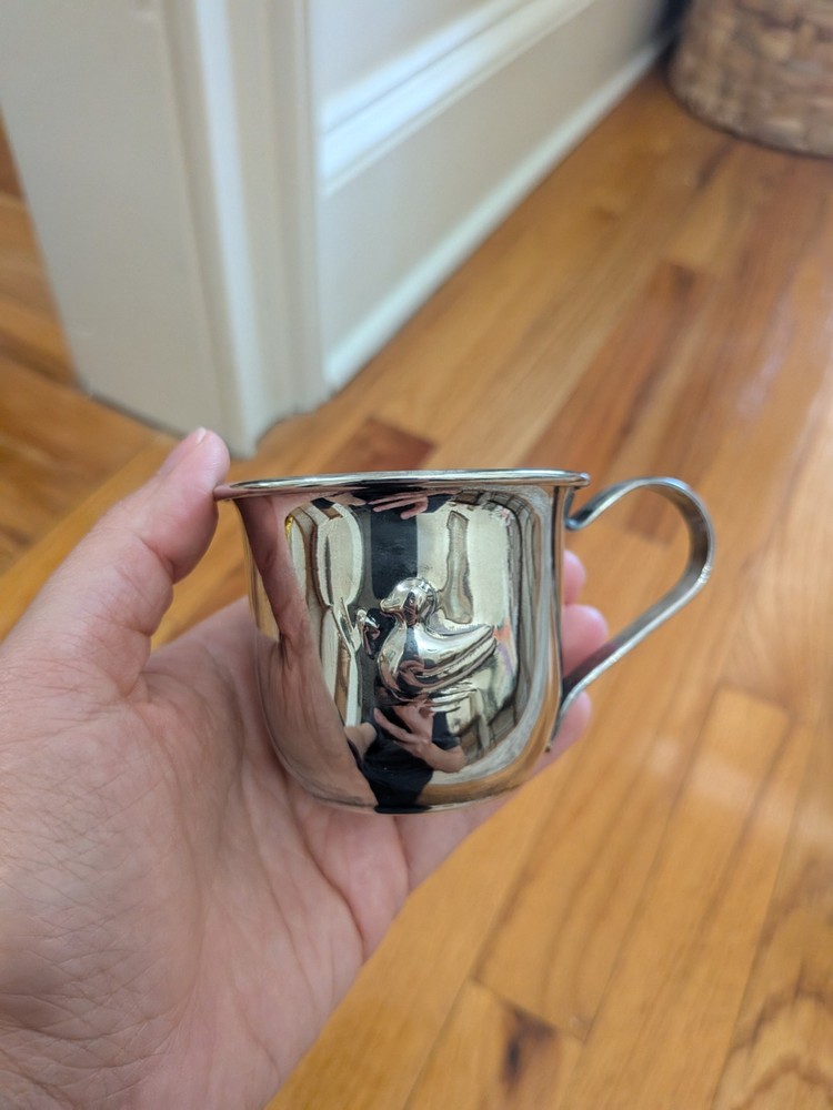 Vintage, Silver Plated, Baby Cup, With Embossed Duck