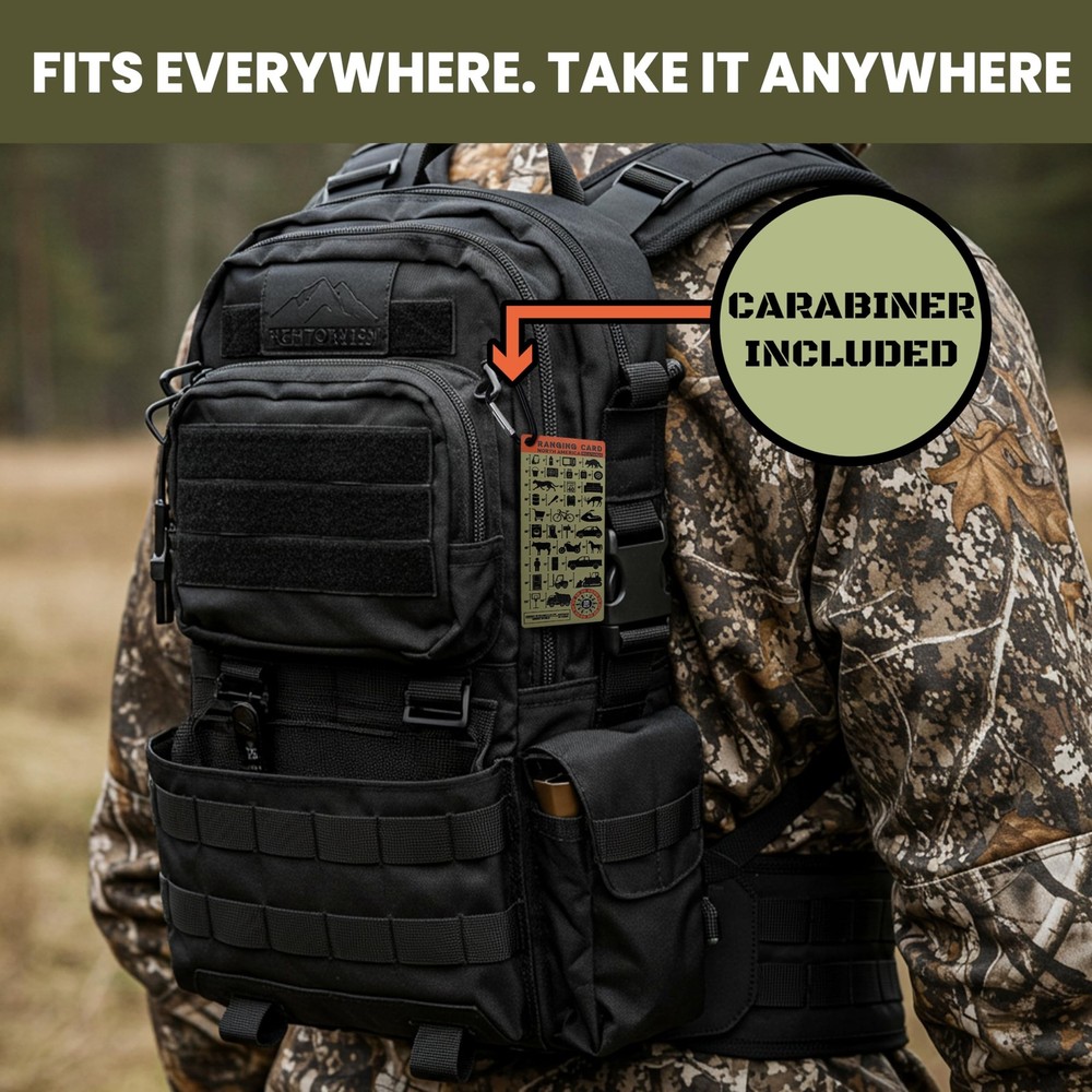 Range Card for Shooting in Mils with Clip- Ranging Long Green