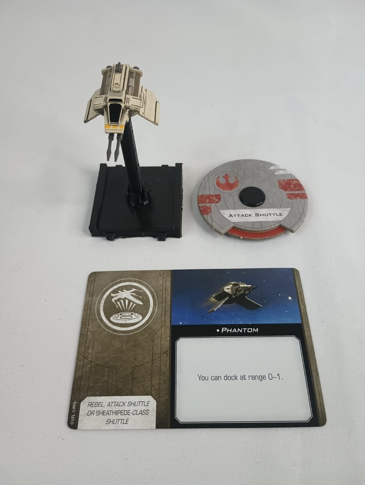 Star Wars X-Wing Miniatures Game Attack Shuttle w/ 2.0 Dial + Phantom Title Card