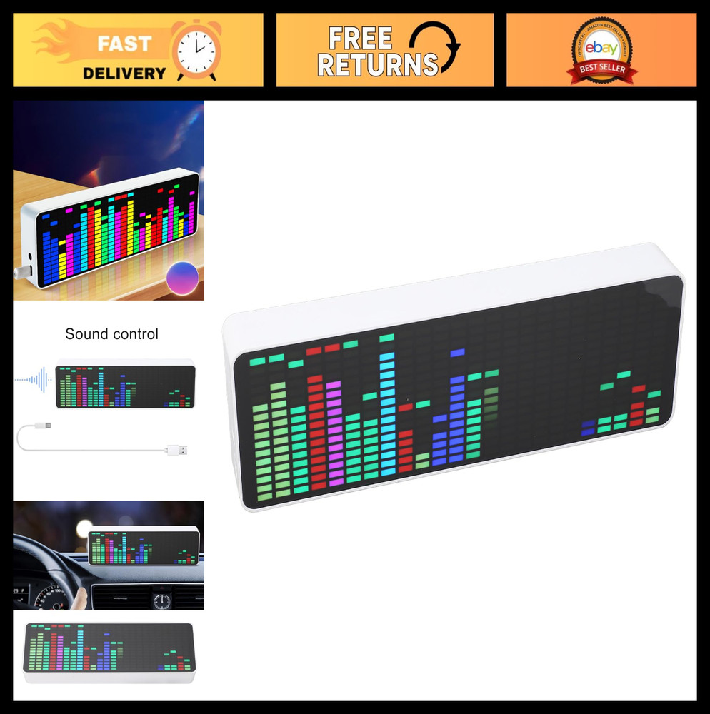 RGB LED Spectrum Analyzer - 1624 Segment Music Visualizer, 20 Dynamic Colors, Vo