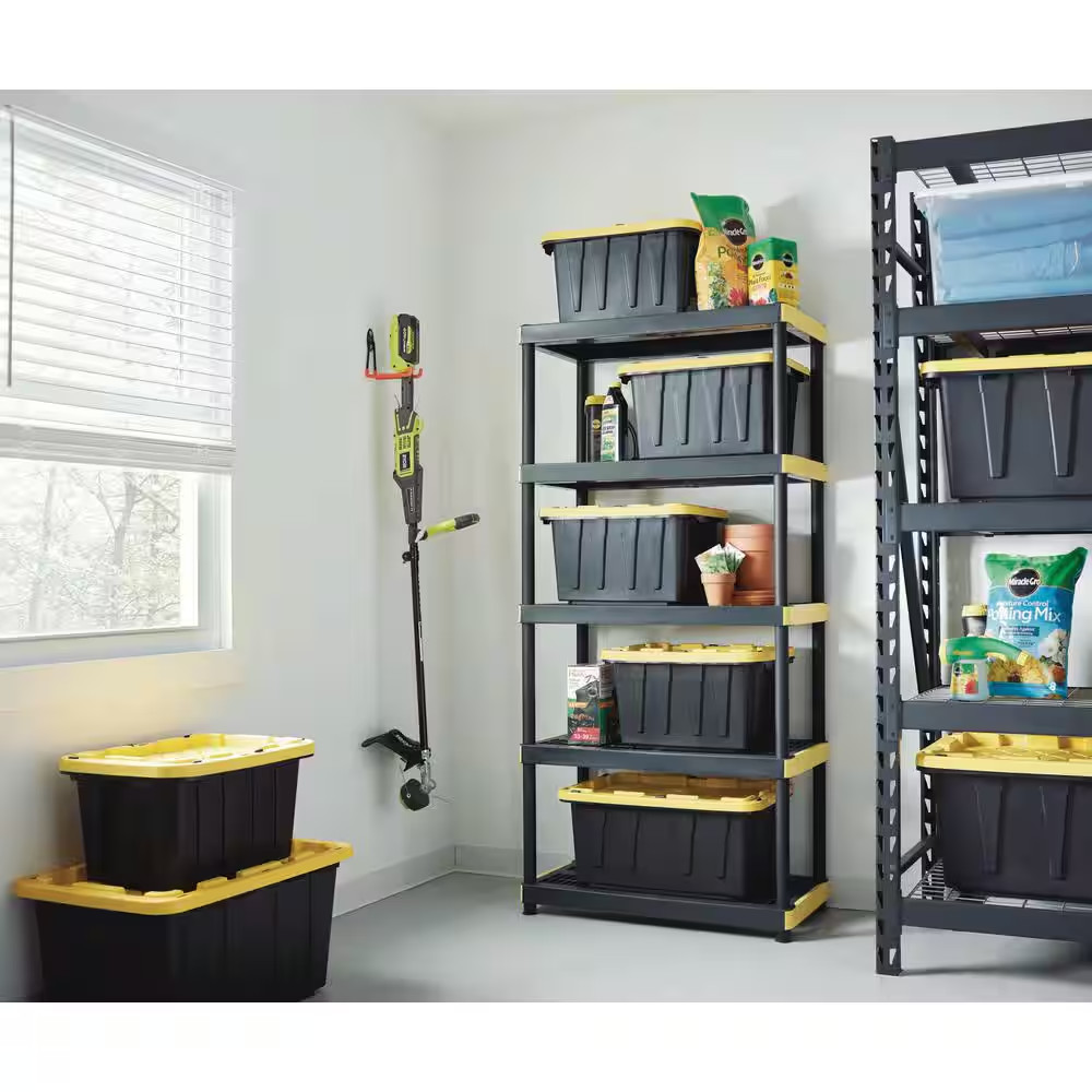 5-Tier Easy Assembly Multi-Purpose Plastic Garage Storage Shelving Unit in Black