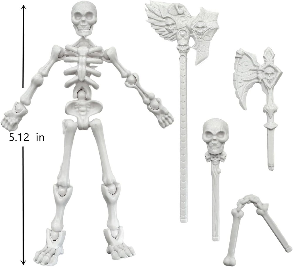 Skeleton Action Figure, Movable Articulated Human 5" Skeleton, 1pcs