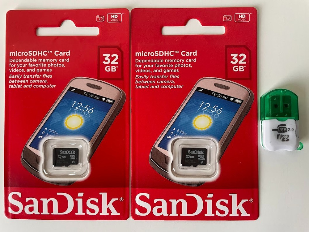 Sandisk 32GB MicroSD HC Flash Memory Card (2Pack) Class 4 Bundle w/ Card Reader