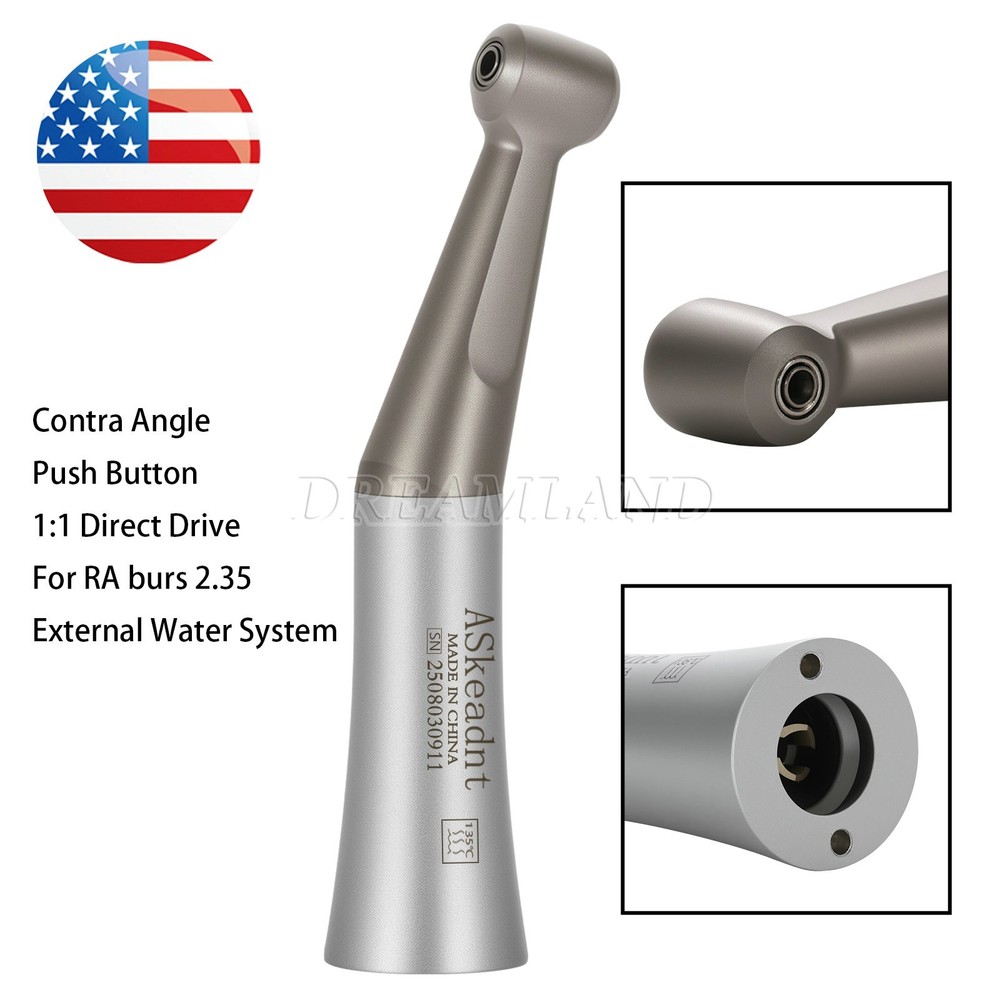 Dental 1:1 Slow Low Speed Contra Angle Handpiece E-Type Push Button