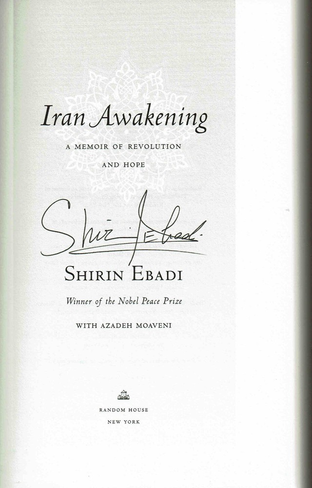 SHIRIN EBADI - Iranian Human Rights Nobel Peace Prize 2003 - Autograph Book