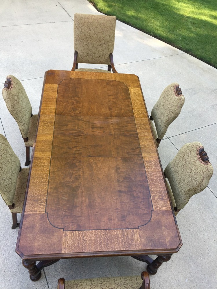 Antique DR Table, 6 Chairs, Buffet, and Server