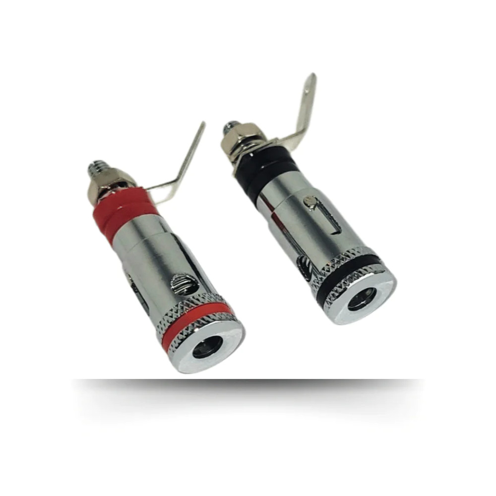 Banana Jack, Spring Loaded Binding Post - Red/Black - 8 Gauge - Chrome