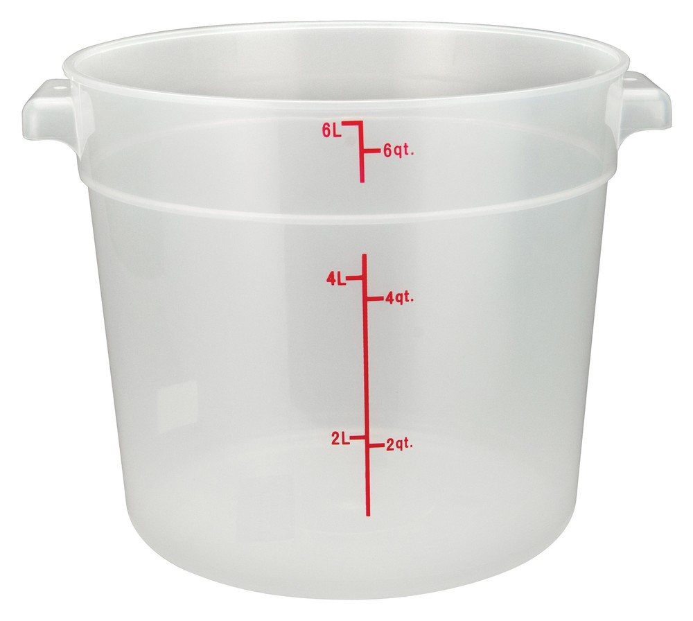 6qt Round Storage Container, Translucent, PP (12 Each)