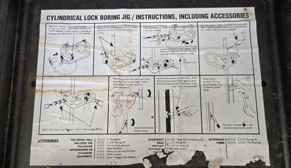 Model #511 PORTER CABLE Cylindrical Lock Boring Jig w/case