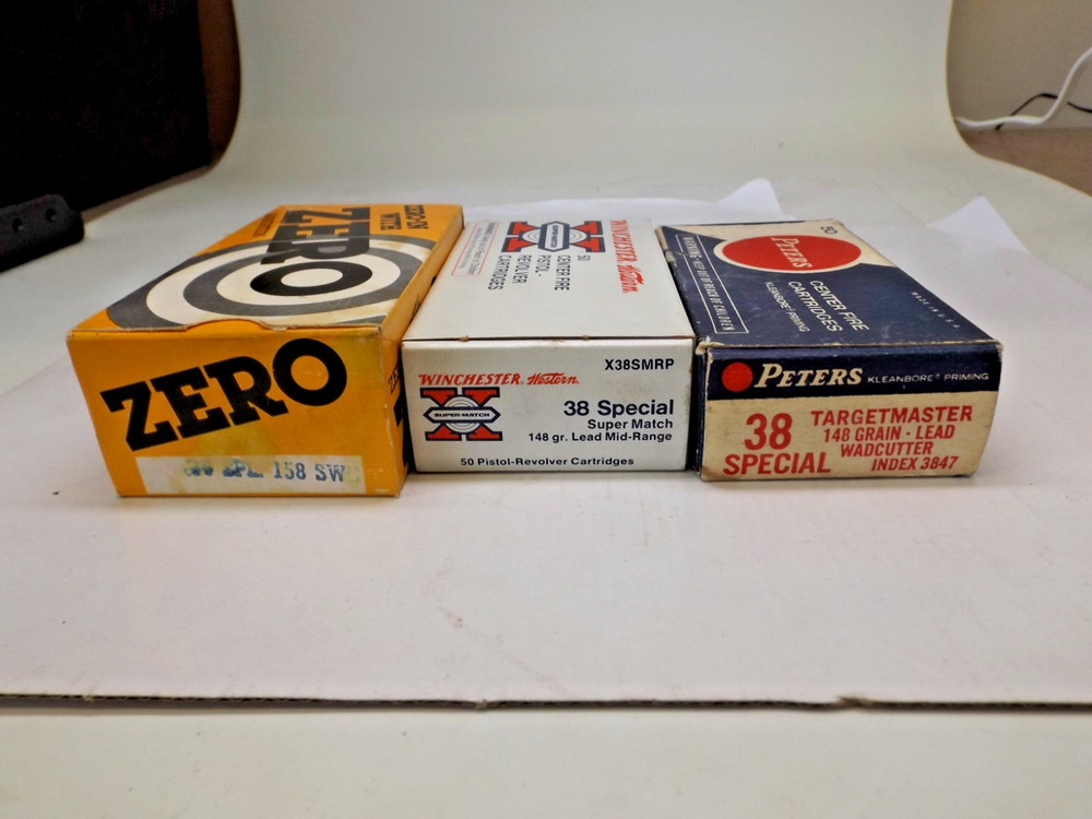 3 Empty Vintage Ammo Boxes Zero - Peters - Winchester -- Two inserts 38 Special