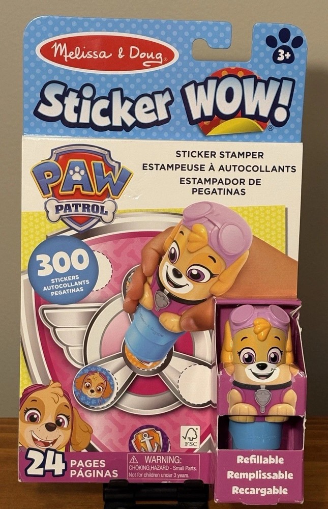Melissa & Doug Sticker Wow! 24pg Activity Pad & Sticker Stamper PAW Patrol SKYE