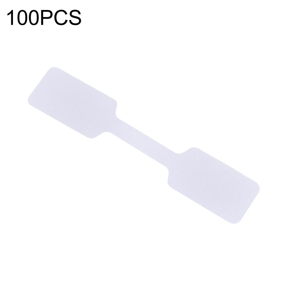 100x White Square Head Adhesive Price Label Tags with Hanging String uu