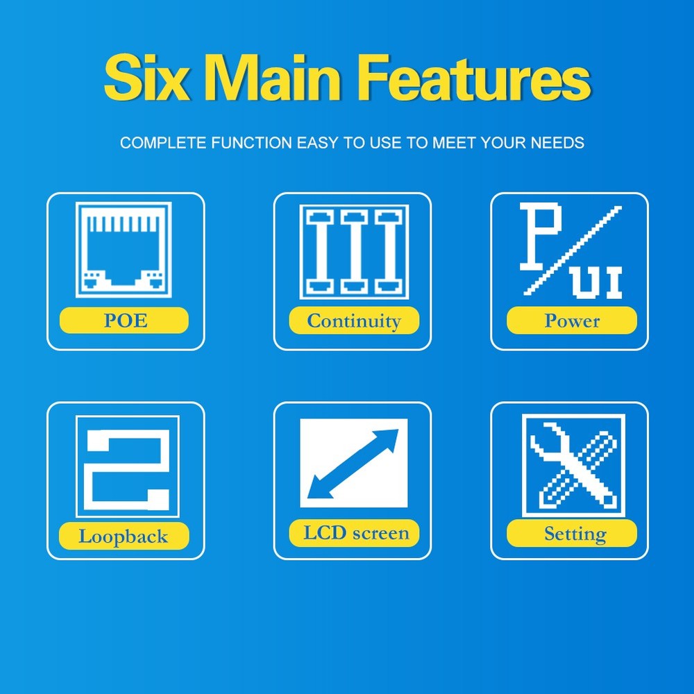 Network Cable Tester Lan Wire Meter POE RJ45 Ethernet Voltage Current Detector