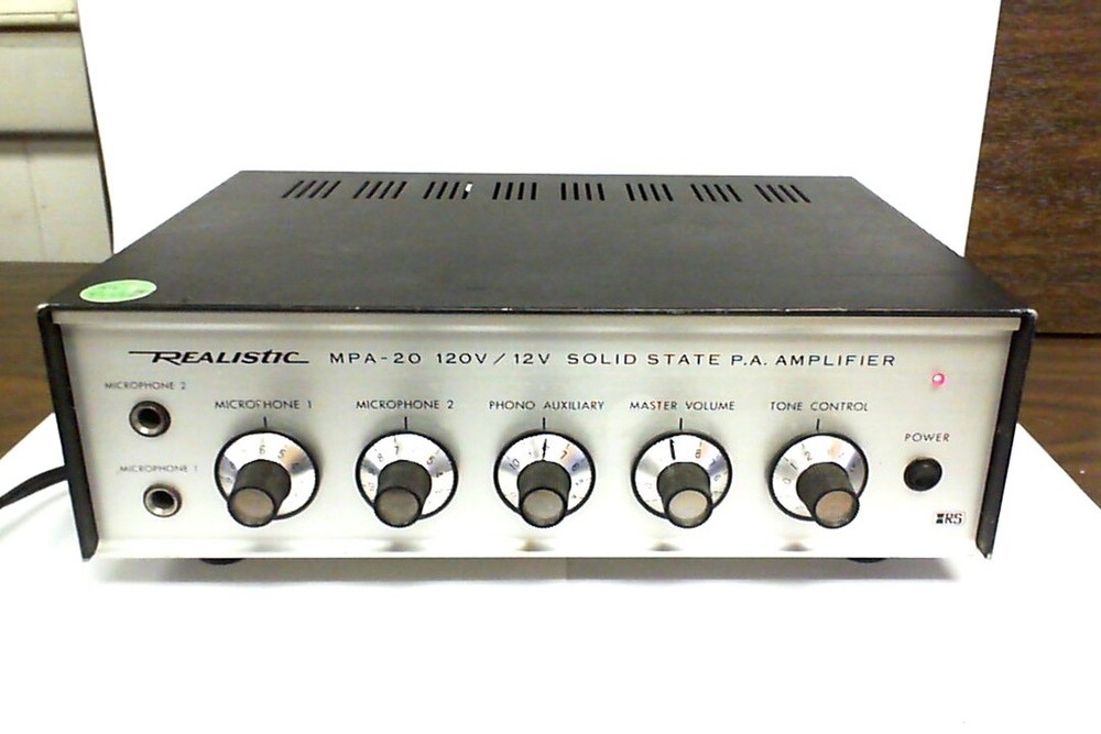 VINTAGE REALISTIC MPA-20 120V/12V SOLID STATE P.A. AMPLIFIER