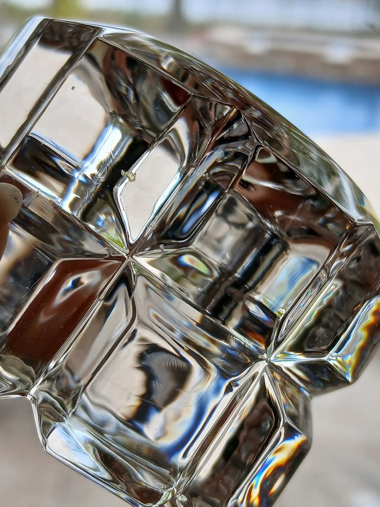 2 Clear Cut Crystal Tealight Candle Holders 1.77" Tall Width 2.7"
