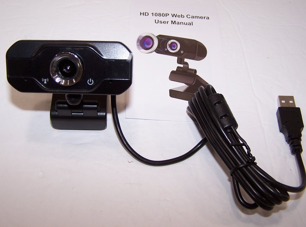 Muhoop 1080P PC Webcam with Microphone USB Wide Angle BLACK