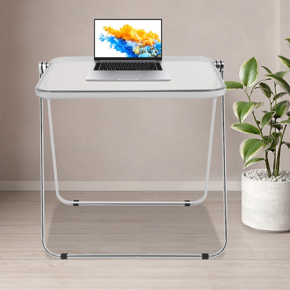 Clear Folding Table - Portable Home Office Desk & Indoor Side Table