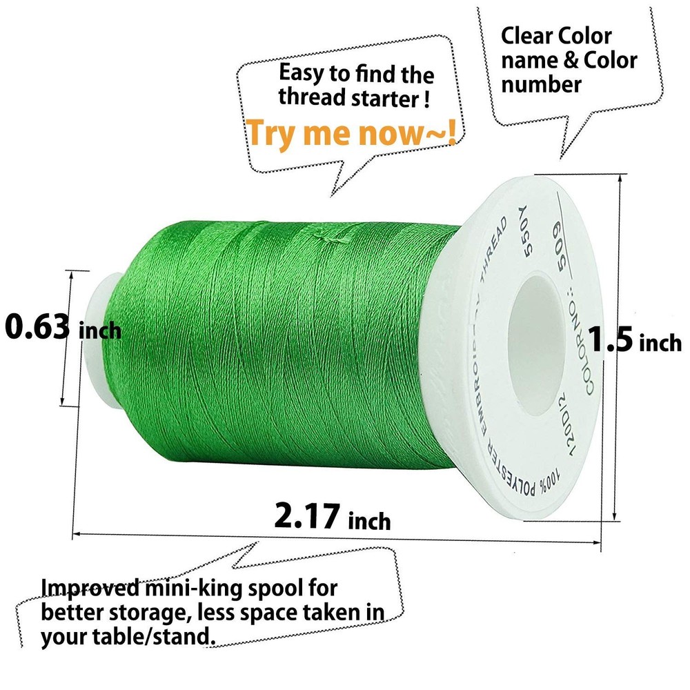63 Colors Polyester Compatible with Brother Embroidery Machine Thread Kit 40 ...