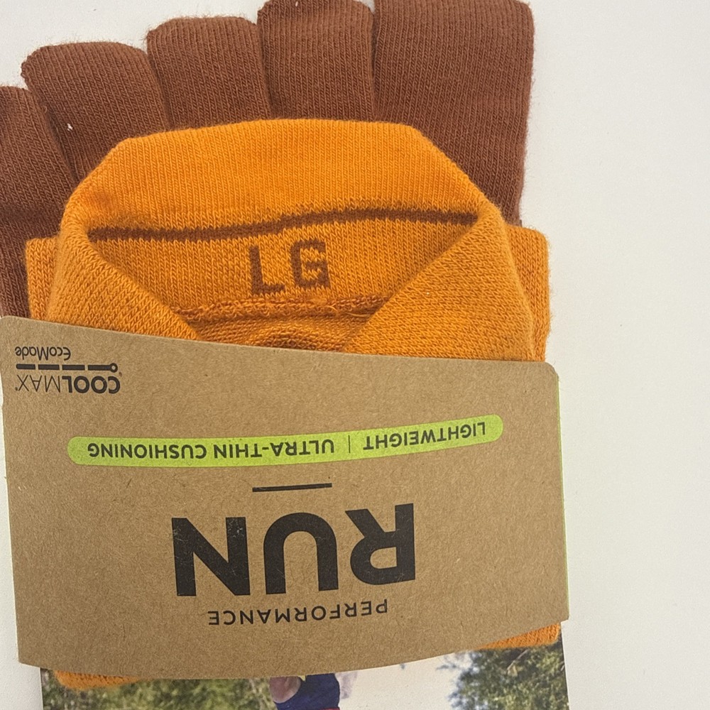 Injinji Performance Run Lightweight Toe Socks Orange Size Large New