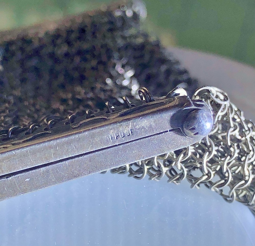 FRENCH CHATELAINE MESH COIN PURSE - DEPOSE - CIRCA 1900 - 900 SILVER