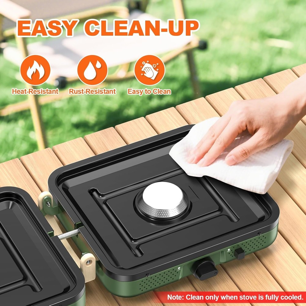 Propane 2-Burner Foldable Camping Stove with Carry Bag,