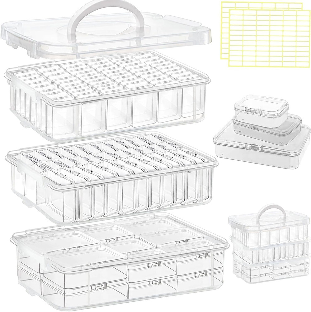 91Pcs Bead Storage Container, 3-Tier Bead Organizer Boxes and Craft Storage Boxe