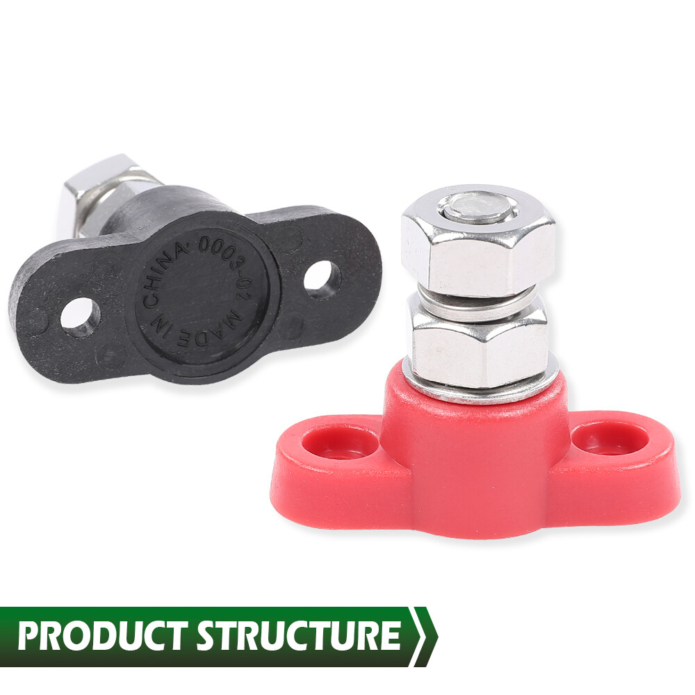 Red & Black Junction Block Power Post Set Insulated Terminal Stud 3/8"
