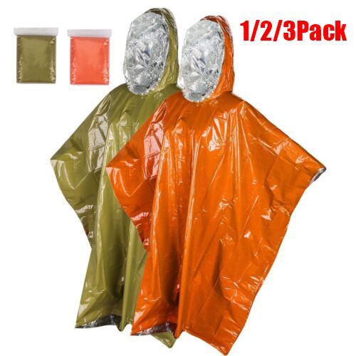 1/2/3 Pack Universal Waterproof Windproof Emergency Survival Rain Poncho Camping