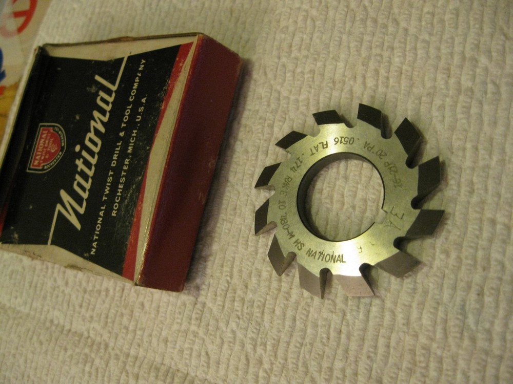 National 16-21P-20°PA Involute Gear Cutter
