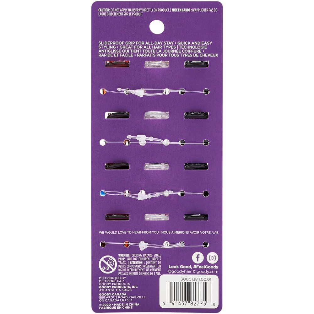 Goody Small Basic Half-Claw Hair Clips, 12-Count – 3-Prong Claw Clips