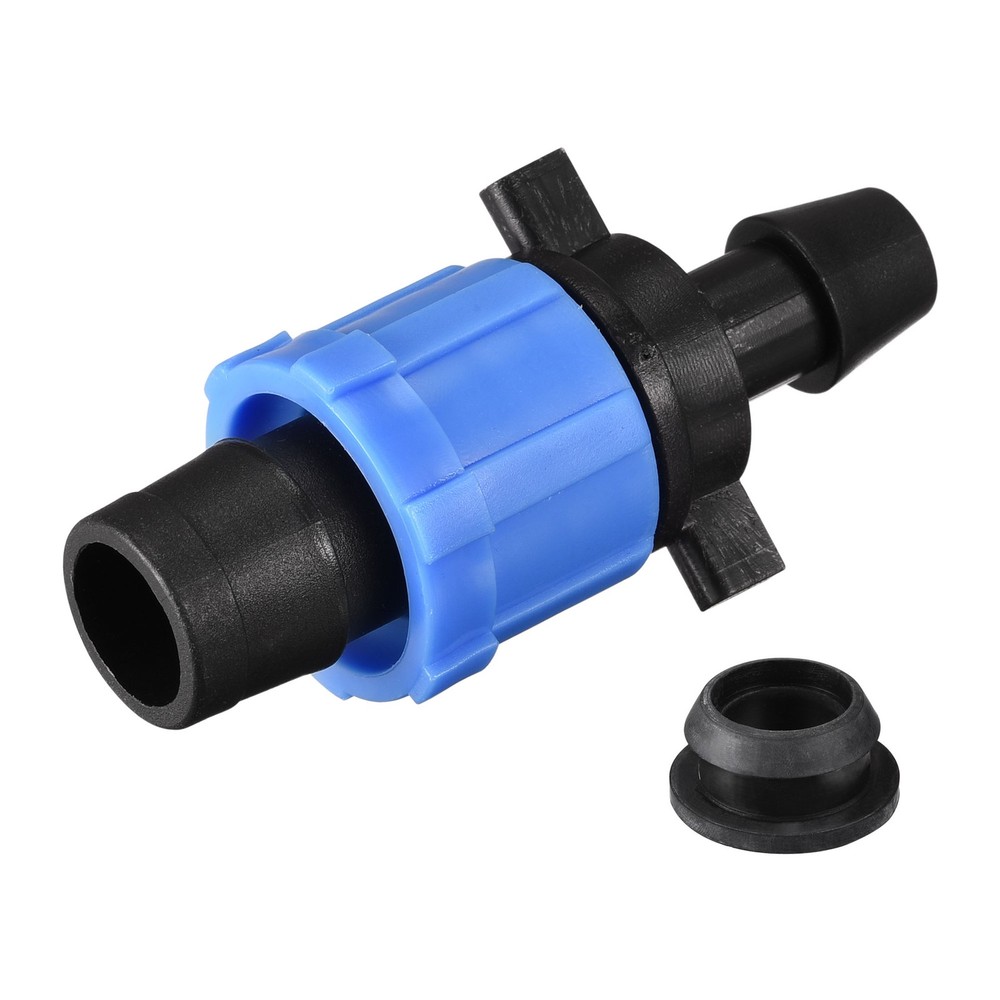 Drip Irrigation Tubing Coupling Barbed Locking Fitting with Washer Blue,20X