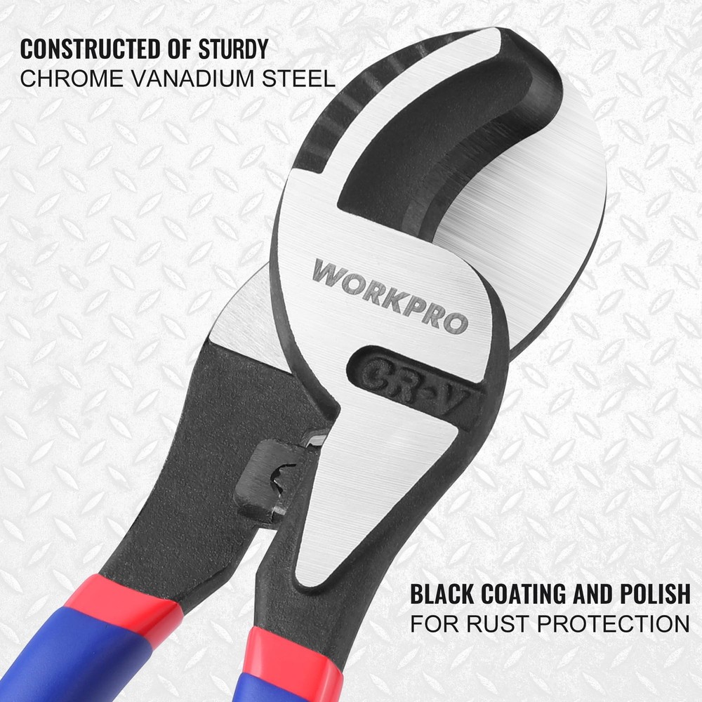 WORKPRO 9-1/4 inch High Leverage Cable Cutter, Heavy Duty Wire Cutter Black