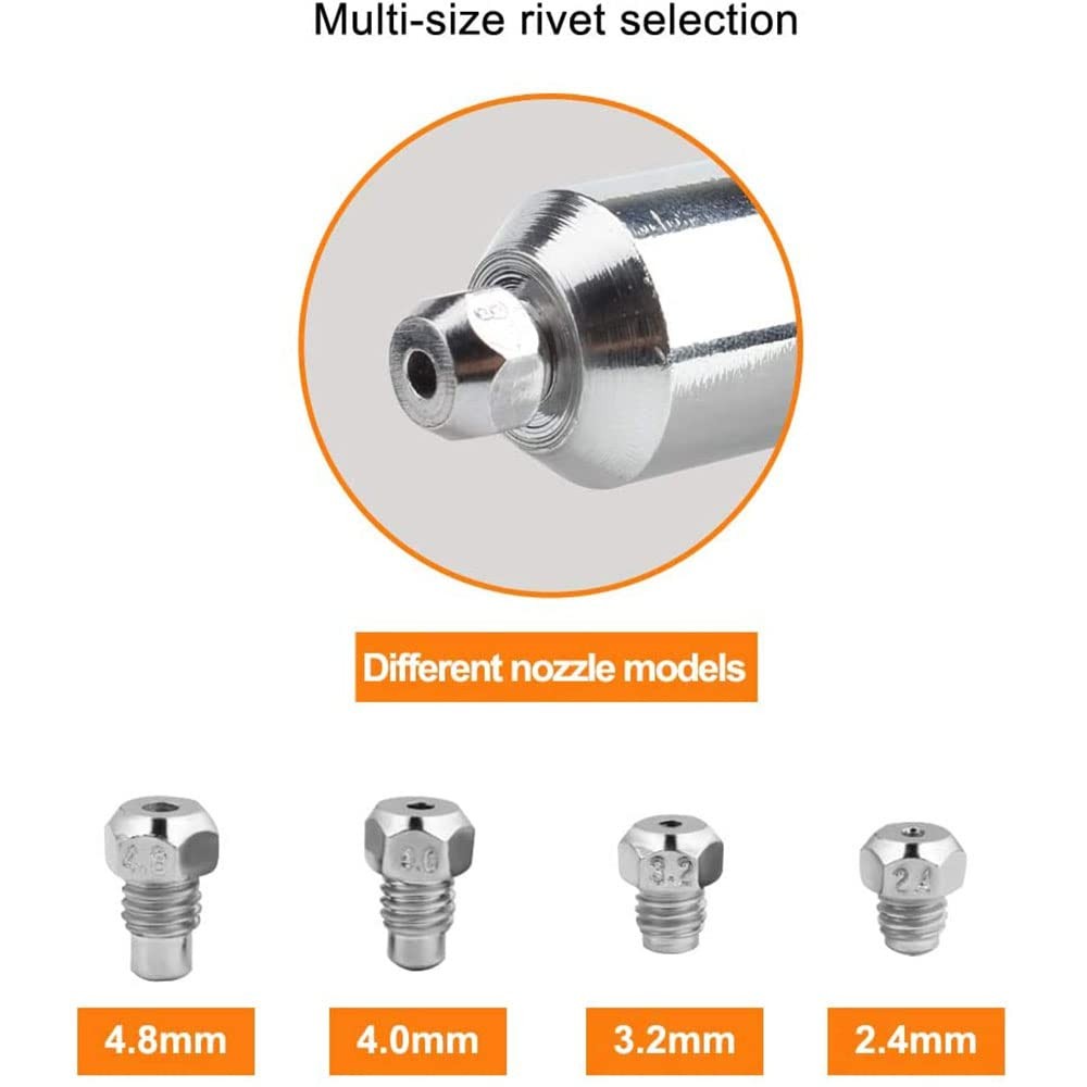 LSLANSOON Rivet Gun Adapter Kit with Handle Black Nosepieces