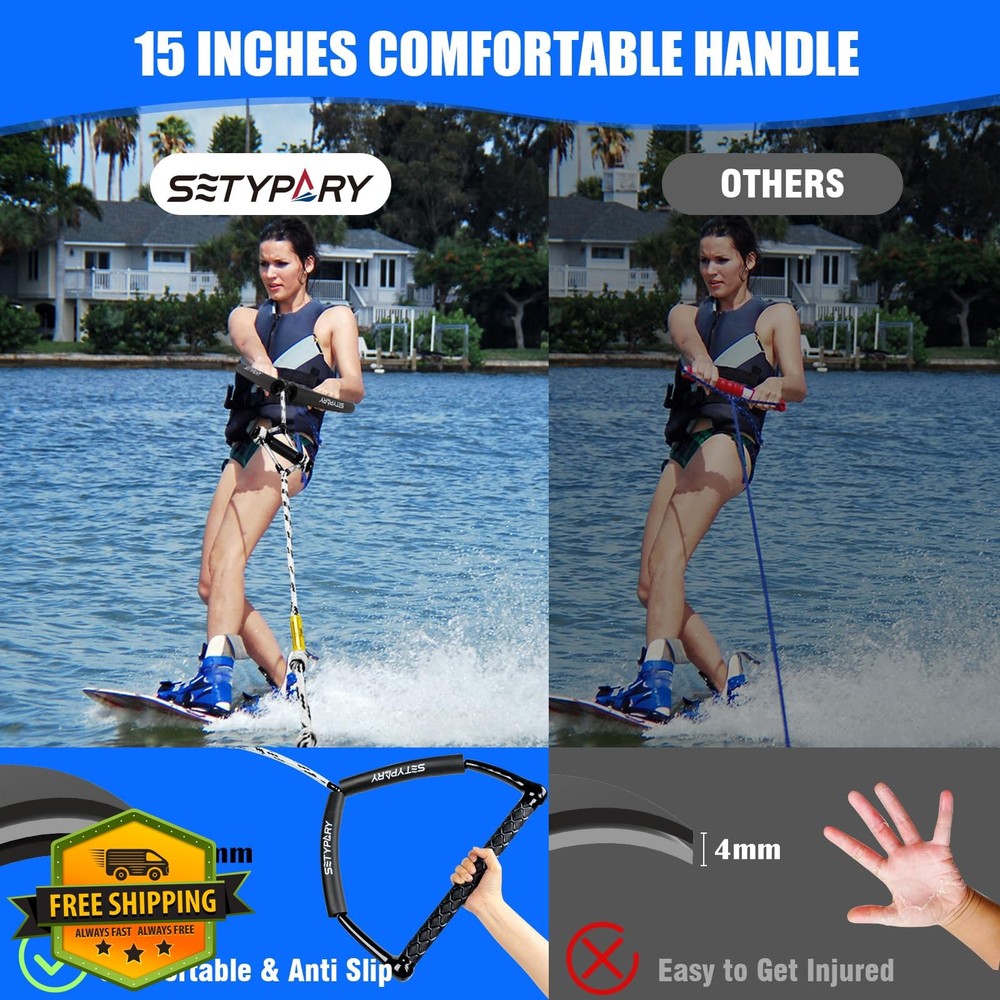 SETYPARY 75FT Wakeboard Rope Handle Floating Water Ski Rope