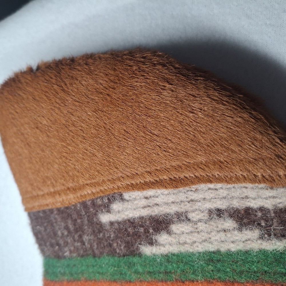 Vintage Wool Longbow Sock 65" Geometric Pattern Cowhide Reinforced Tip Tradition