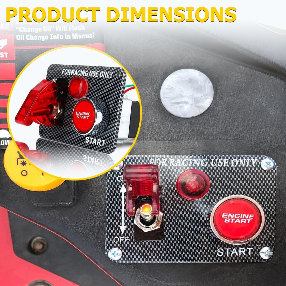 12V Carbon Ignition Switch Panel Engine Start Push Button LED Toggle Racing Car