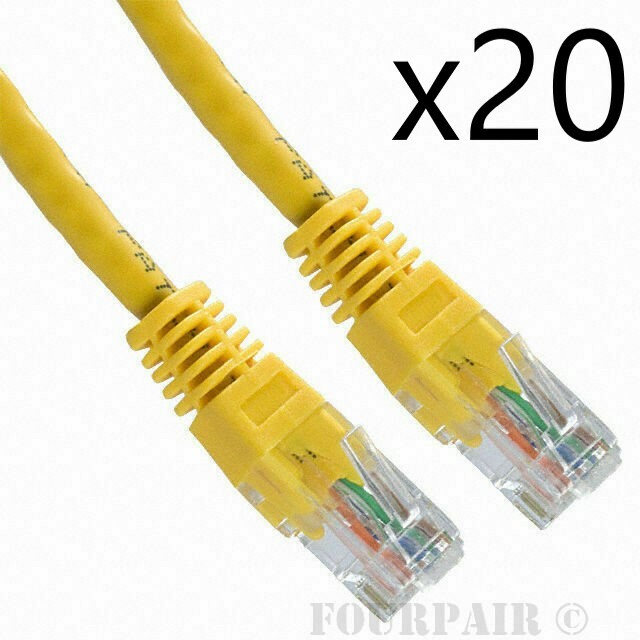20 Pack Lot - 10ft CAT6 Ethernet Network LAN Router Patch Cable Cord Wire Yellow