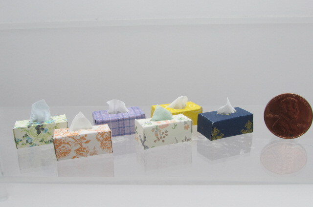 Dollhouse Miniature Rectangular Box of Tissues SH0020 - 12 Patterns
