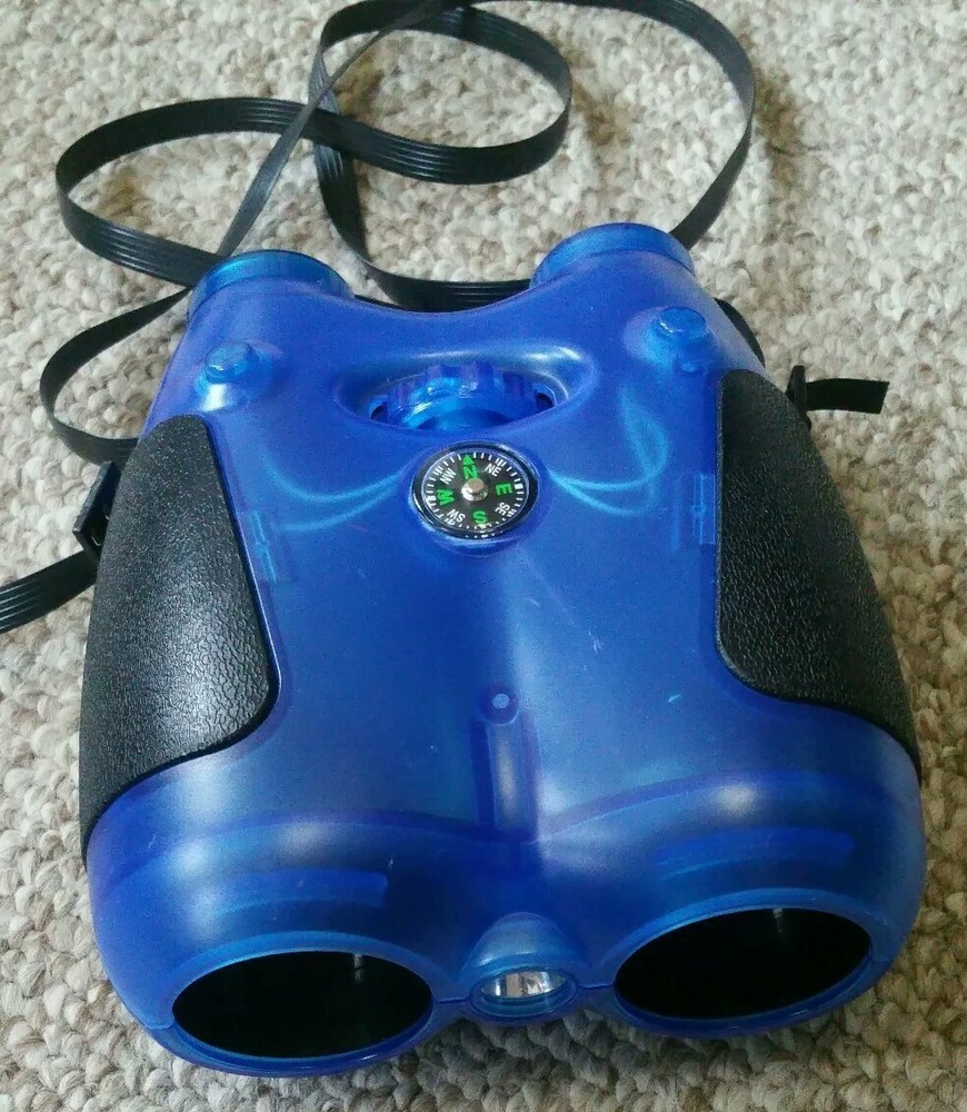 Safari Ltd Translucent Blue Luminocular Binoculars Built-In Light Beam & Compass