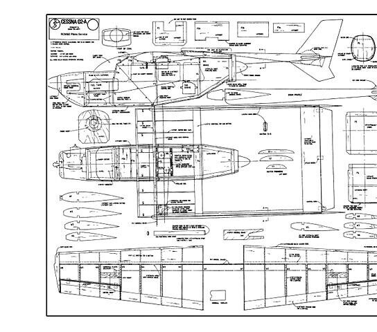 Cessna O2-A 51" Wingspan RC Model Airplane Printed Plans & Templates